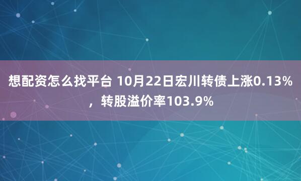 想配资怎么找平台 10月22日宏川转债上涨0.13%，转股溢价率103.9%