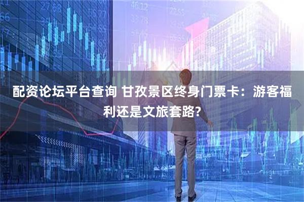 配资论坛平台查询 甘孜景区终身门票卡：游客福利还是文旅套路?