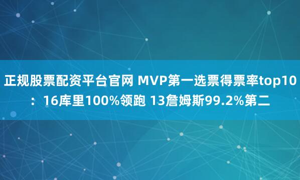 正规股票配资平台官网 MVP第一选票得票率top10：16库里100%领跑 13詹姆斯99.2%第二