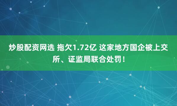 炒股配资网选 拖欠1.72亿 这家地方国企被上交所、证监局联合处罚！